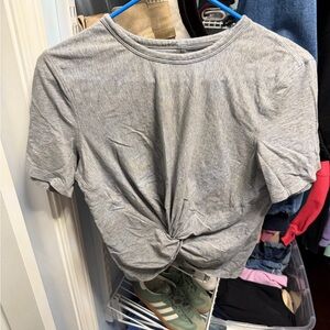 lululemon athletica Light Gray Short Sleeve Twist Front Tee